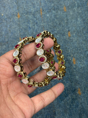 Premium Ruby Mosonaite Bangle (Openable)