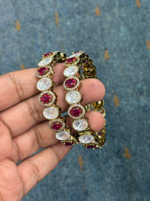 Premium Ruby Mosonaite Bangle (Openable)
