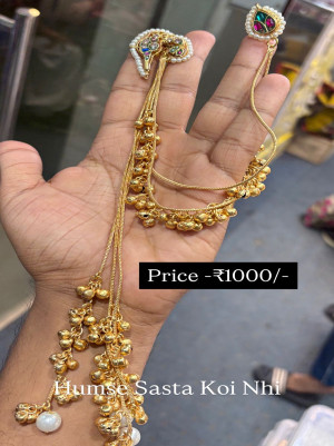 Kashmiri Long Earings With Attach Hair Chain