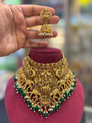 Lakshmi Peacock Temple Jewellery Choker Set