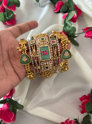 Heritage Swarovski Kundan Bangle Stack (Single Hand)